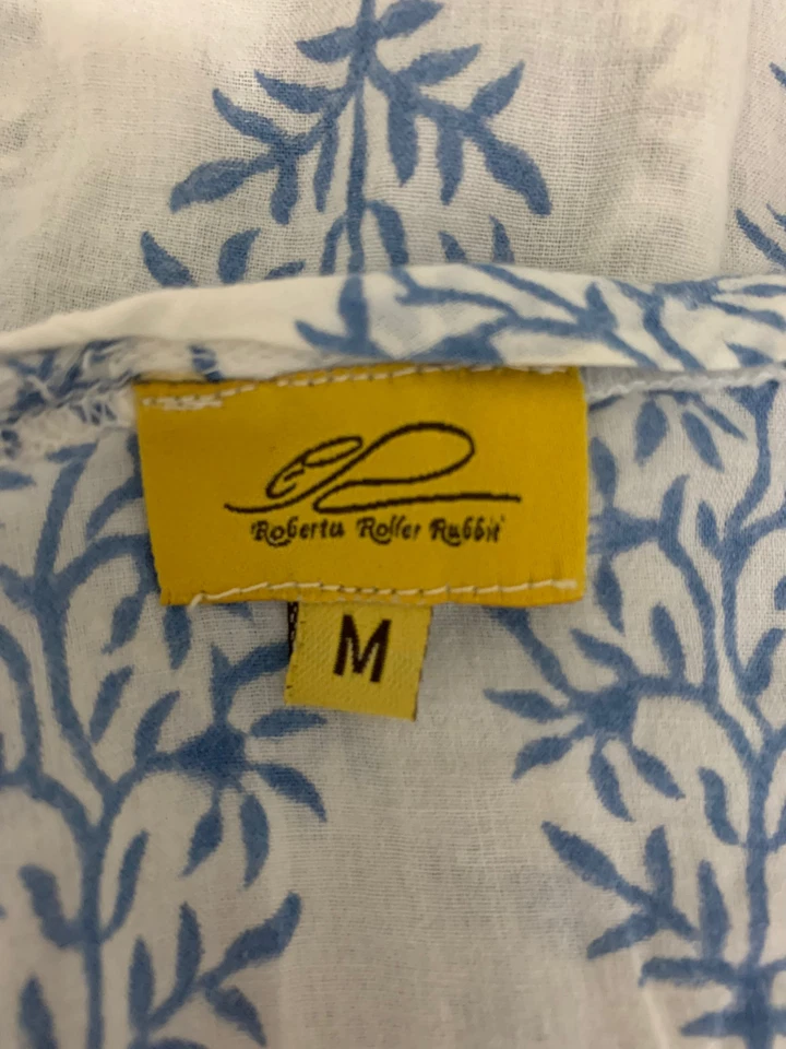 ROBERTA ROLLER RABBIT blue cotton block print Tunic Kurta Womens' M - Image 4 of 4