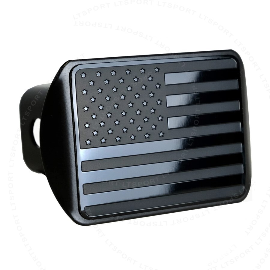 Full Metal Tow Hitch Cover Trailer Receiver Black American Flag Emblem