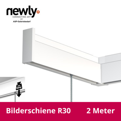 2 Meter Bilderschienen Set Newly R30, inkl. Montagematerial, Galerieschienen