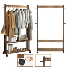 Movable Freestanding Clothes Rack with Shelves Boutique Clothing Garment Rack