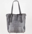 Burberry Gray Raffia Shopper Tote Shoulder Bag with Leather Handle and Charm