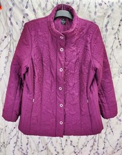 Tigi Size 14 - 16 Purple Quilted Jacket Metal Button Details Pockets Zip Closure