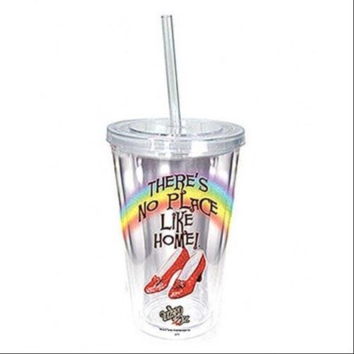 Wizard of Oz Ruby Slippers Acrylic Travel Cup w Straw Spoontiques 18oz