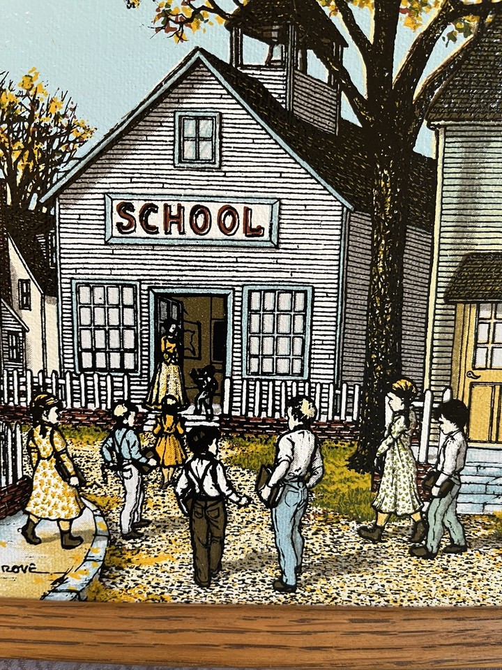 H. Hargrove School House Framed Canvas Oil Painting Signed 10” X 12” eBay