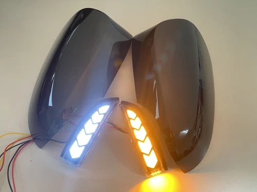 For TOYOTA Camry 2012-2014 LED sequential turn signal light mirror cover Black