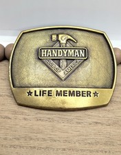 Vtg 1996 Handyman Club Of America Life Member Belt Buckle 90s Bronze Tone