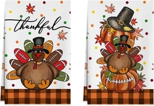 XCHI Thanksgiving Fall Turkey Pumpkin Kitchen Towels Dish 18”x26“, Colored 