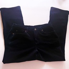 DG2 Diane Gilman Velour Pants Velvet Stretch Pockets Boot Cut Dark Blue Size 8P