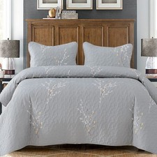 Exclusivo Mezcla Microfiber King Size Quilt Set for All Seasons, 3 Piece Flower