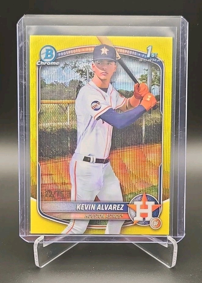 2025 Bowman Chrome Kevin Alvarez - 1st Chrome Prospect Yellow Wave /75