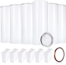 6 Pack Straight Sublimation Tumblers Bulk Blank 20oz Stainless Steel White