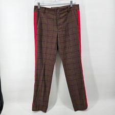 NWT Women's Tommy Hilfiger Brown Plaid Pants Red Stripe Stretch Skinny Size 6