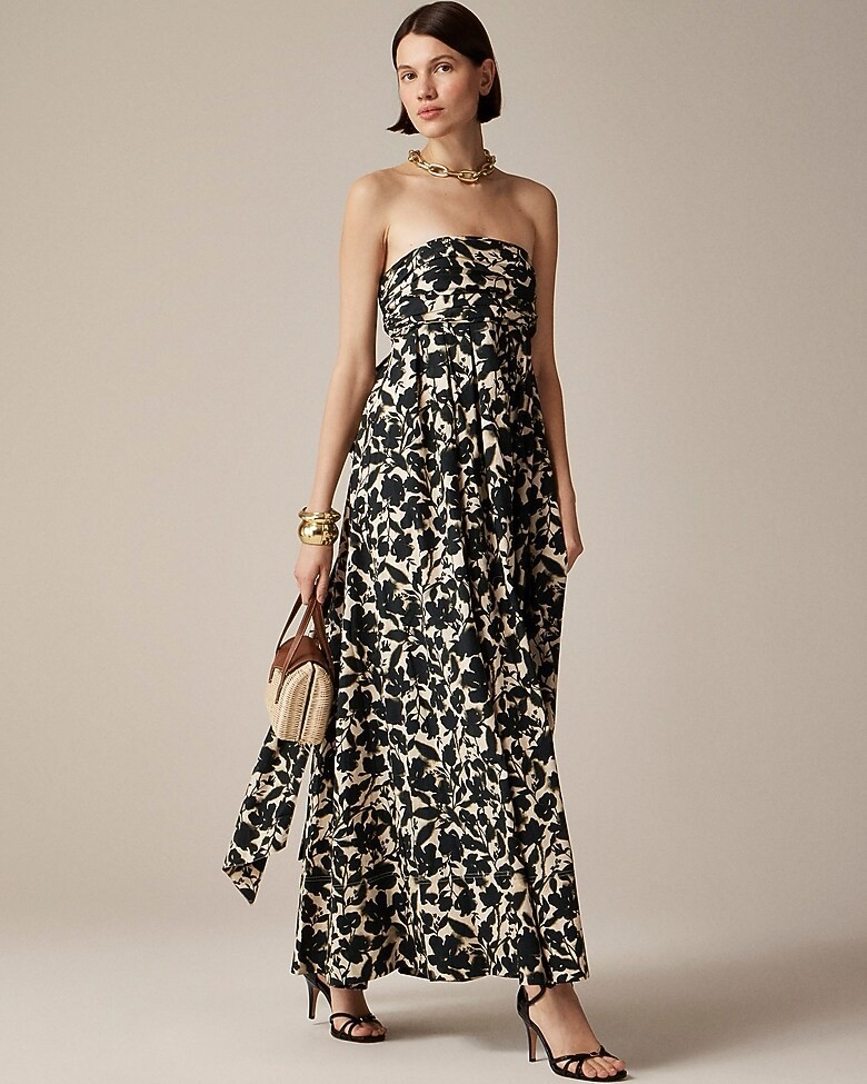 j crew strapless dress J. Size 10 RS 87 J.Crew Yellow Floral Strapless Cocktail