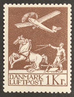 Denmark 1925 "Air" 1k. Chocolate Brown Stamp Mh