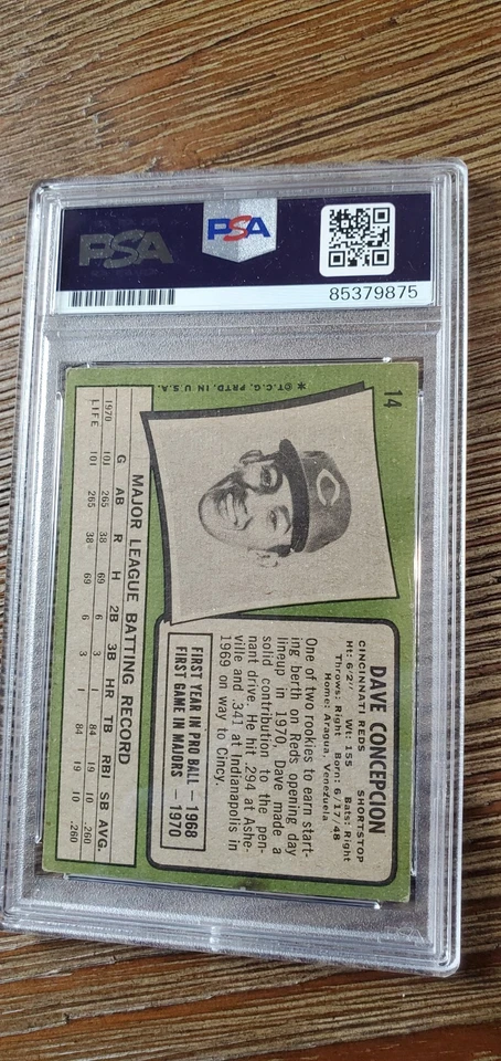 1971 Topps - Dave Concepcion #14 (RC) PSA 10 - Image 2 of 2