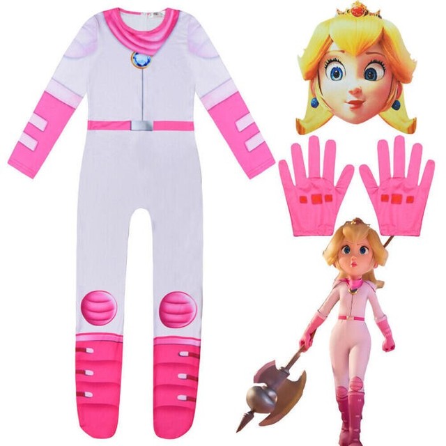Niña Princesa Melocotón Mono Juegos con disfraces Halloween Fiesta Disfraz Vestido Elegante Tela