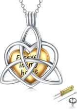Sterling Silver Celtic Knot Cremation Urn Memorial Pendant Necklace for Ashes