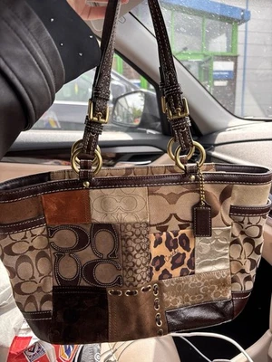 Coach Patchwork Canvas/Leather Tote Bag Brown Beige Zip, Cherry Charm BRATZ YK2 - Image 1 of 4