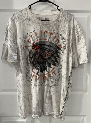 Affliction 2XL Native American Live Fast Distressed T Shirt Sides Resewn