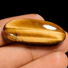 100 Natural Tiger Eye Oval Shape Cabochon Loose Gemstone 27 Ct 33X14X6mm UG-998