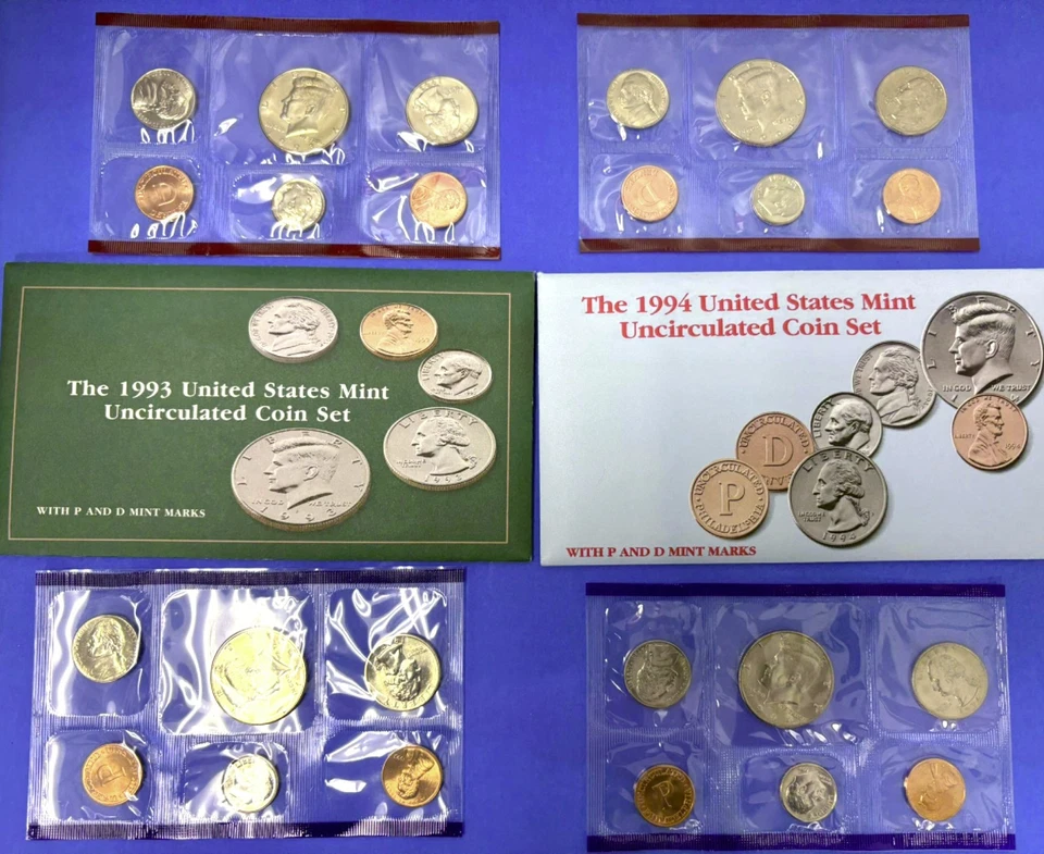 Lot of 4 US Mint Uncirculated Coin Sets 1993, 1994, 1995, 1996 both P and D - Image 2 of 3