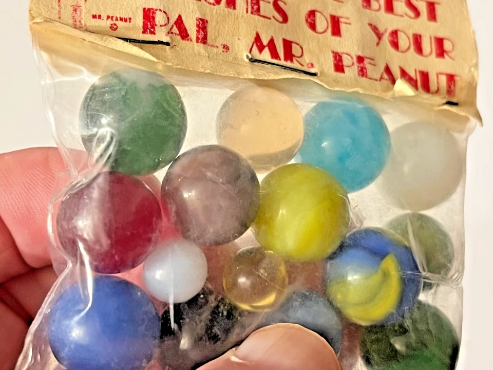 Planters Mr. Peanut Raro Sellado Nuevo Bolsa de 15 Canicas de Juguete Multi Tamaño - IMPRESIÓN ROJA Foto 4 de 4