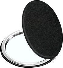 Compact Vanity Makeup Mirror for Men Women Girls, Black Elegant Round Travel Cos