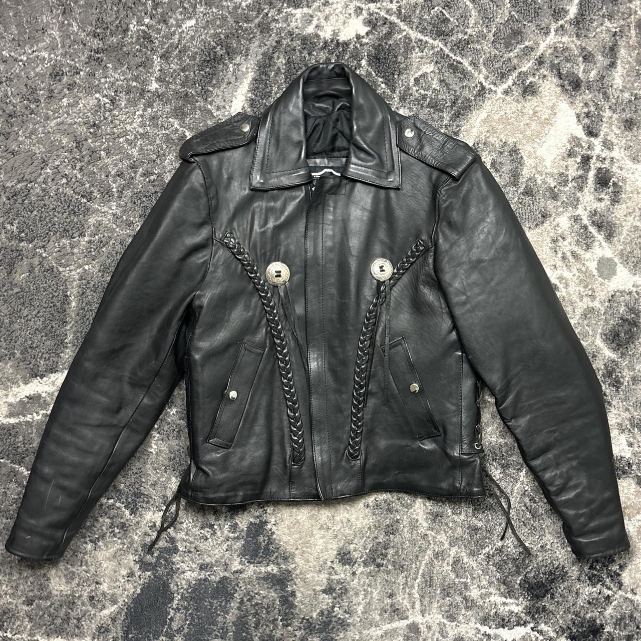 Vintage Velocity Leather Jacket Mens 42 Motorcycle Biker Tassel Fringe Concho
