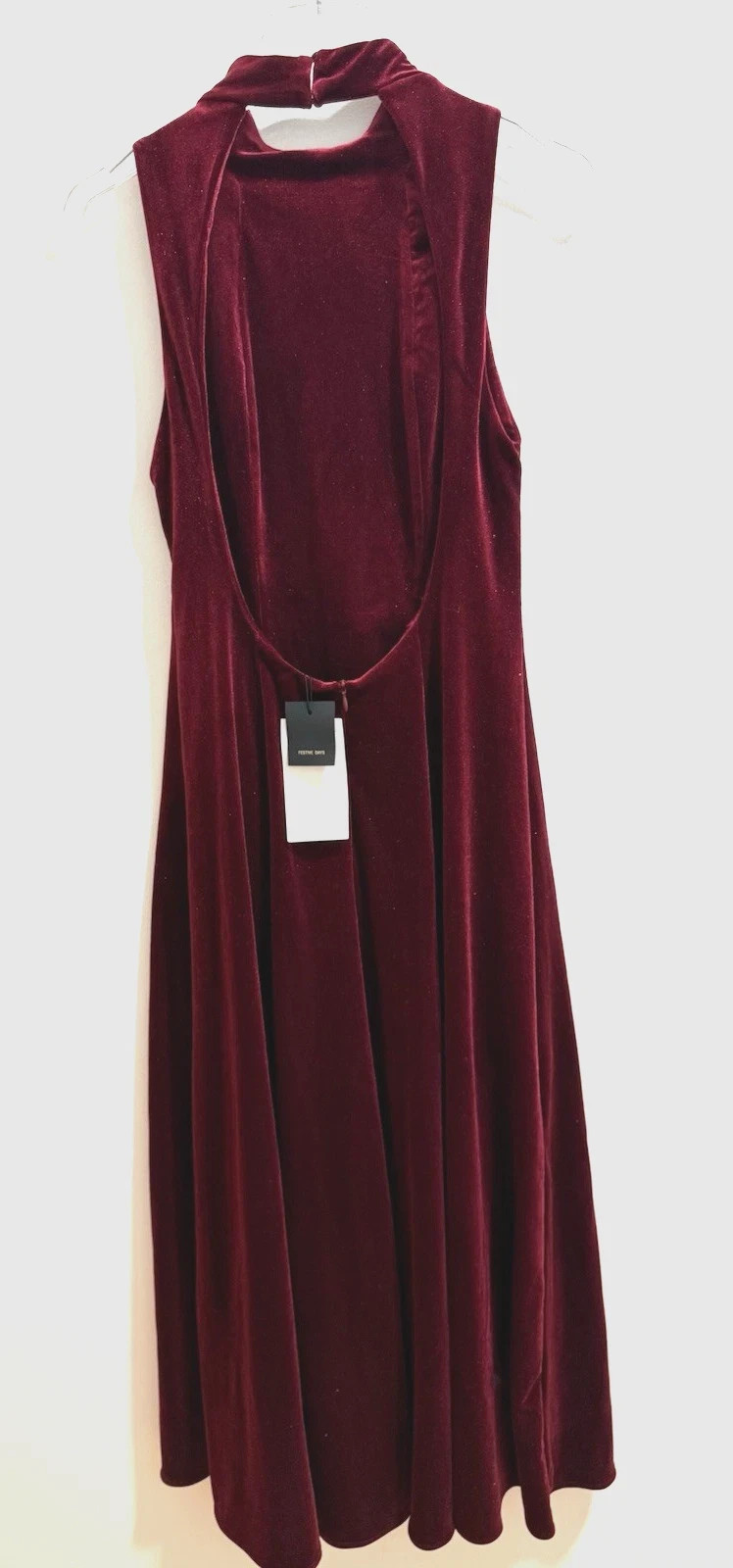 Zara Burgundy Velvet Midi Dress Size M Ref 9934/854/605 RRP £39.99 thumbnail 8