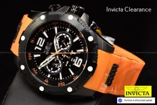 Invicta Mens I-FORCE AXIS 50mm Black Dial Chronograph Orange Tone Strap SS Watch