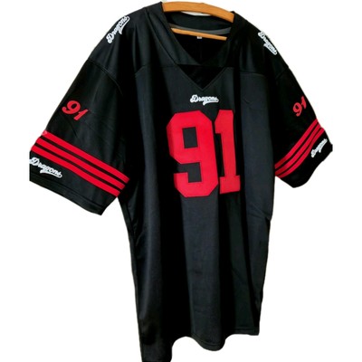 American Football Trikot Dragons Schwarz Rot Nummer 91 Größe XXL