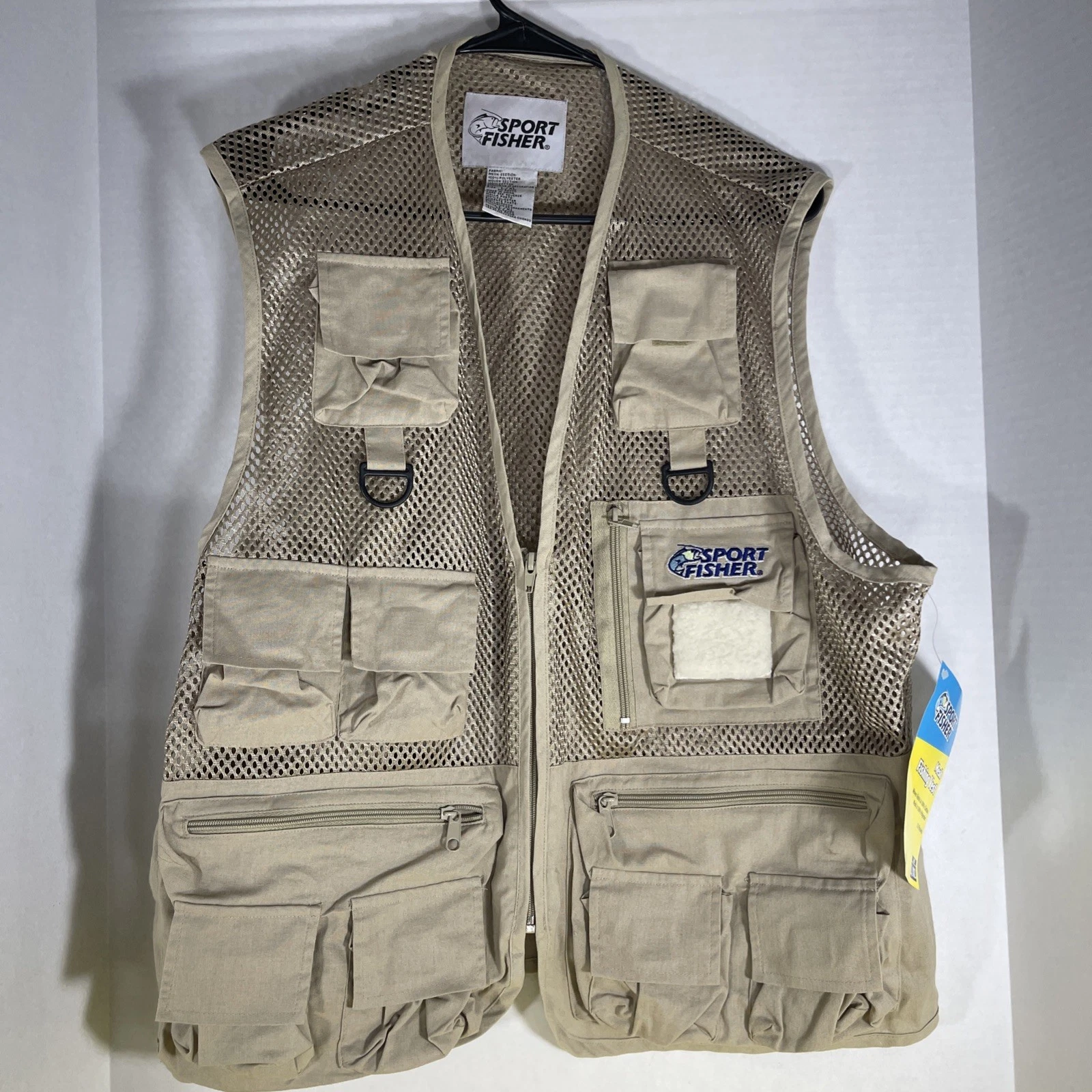 Vtg Sport Fisher Multi Pocket Cargo Fly Fishing Fisherman's Utility Vest L/XL