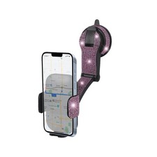 KHGUZ Bling Car Phone Holder, Rhinestone Suction Cup Vehicle Dashboard Pink