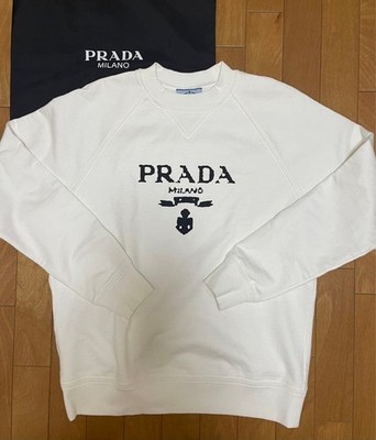 USED BRAND NEW! PRADA LOGO SWEATSHIRT, WHITE, UNISEX. VERYGOOD | eBay