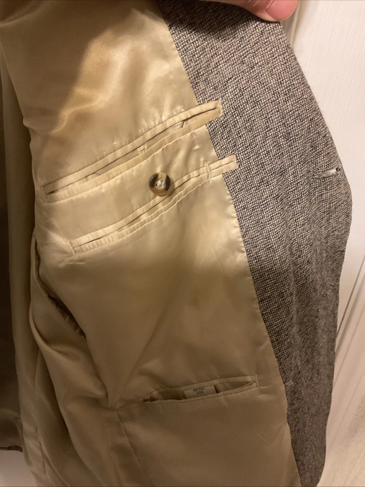 Chaqueta Blazer Travel Smith Para Hombre Talla 42 S Tweed Gris/Negro/Tostado Hecha en EE. UU. Foto 3 de 4