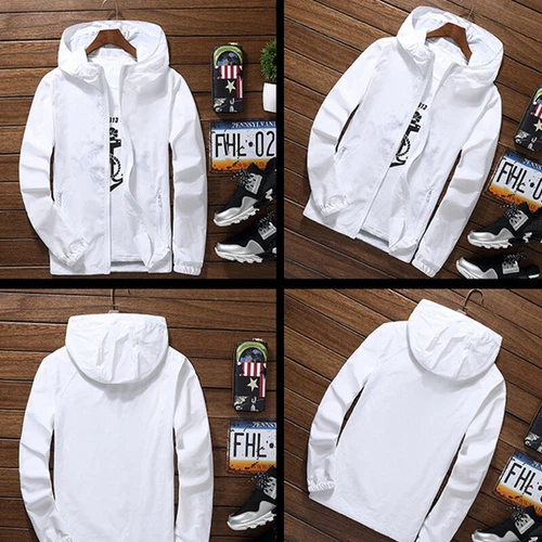 Herren Outwear Leichter Windbreaker Wasserdicht Regenjacke Kapuze Atmungsaktiv - Bild 5 von 25