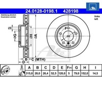 Bremsscheibe Ate 24.0128-0198.1 FüR Bmw 3Er Coupe 3Er