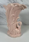 Vintage McCoy USA Pottery  Swan Vase Pink 9"  1946