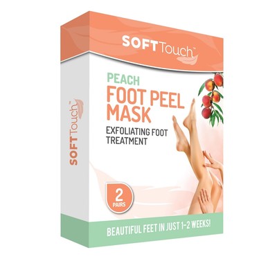 Soft Touch Foot Peel Mask - Pack of 2 Feet Peeling Masks for Dry Feet (Peach) X2