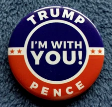 2016 DONALD TRUMP (OFFICIAL) I'M WITH YOU (AUTHENTIC) 2 1/4" PIN BACK BUTTON