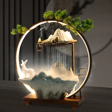 Indoor Rockery Water Fountain LED Lamp Tabletop Waterfall Mist Home Decoration