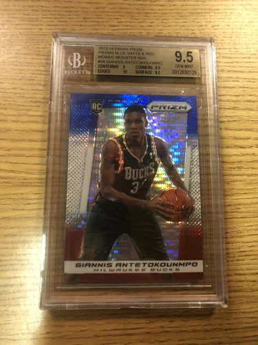 Rare 13/14 Prizm Giannis Antetokounmpo Rc Rookie Mosaic Red White Blue BGS 9.5 $