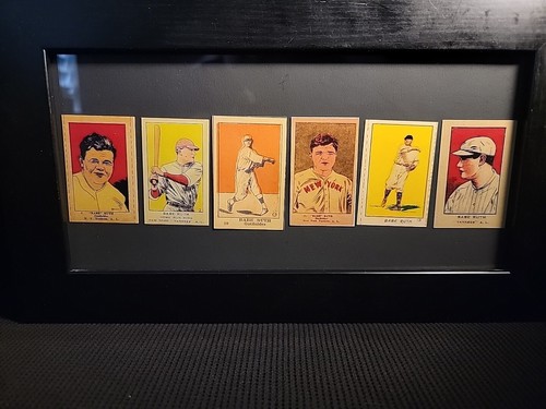BABE RUTH 6-Assored Reprint Strip Cards BABE RUTH | Black 12" x 7" Frame RARE!! - Picture 2 of 7