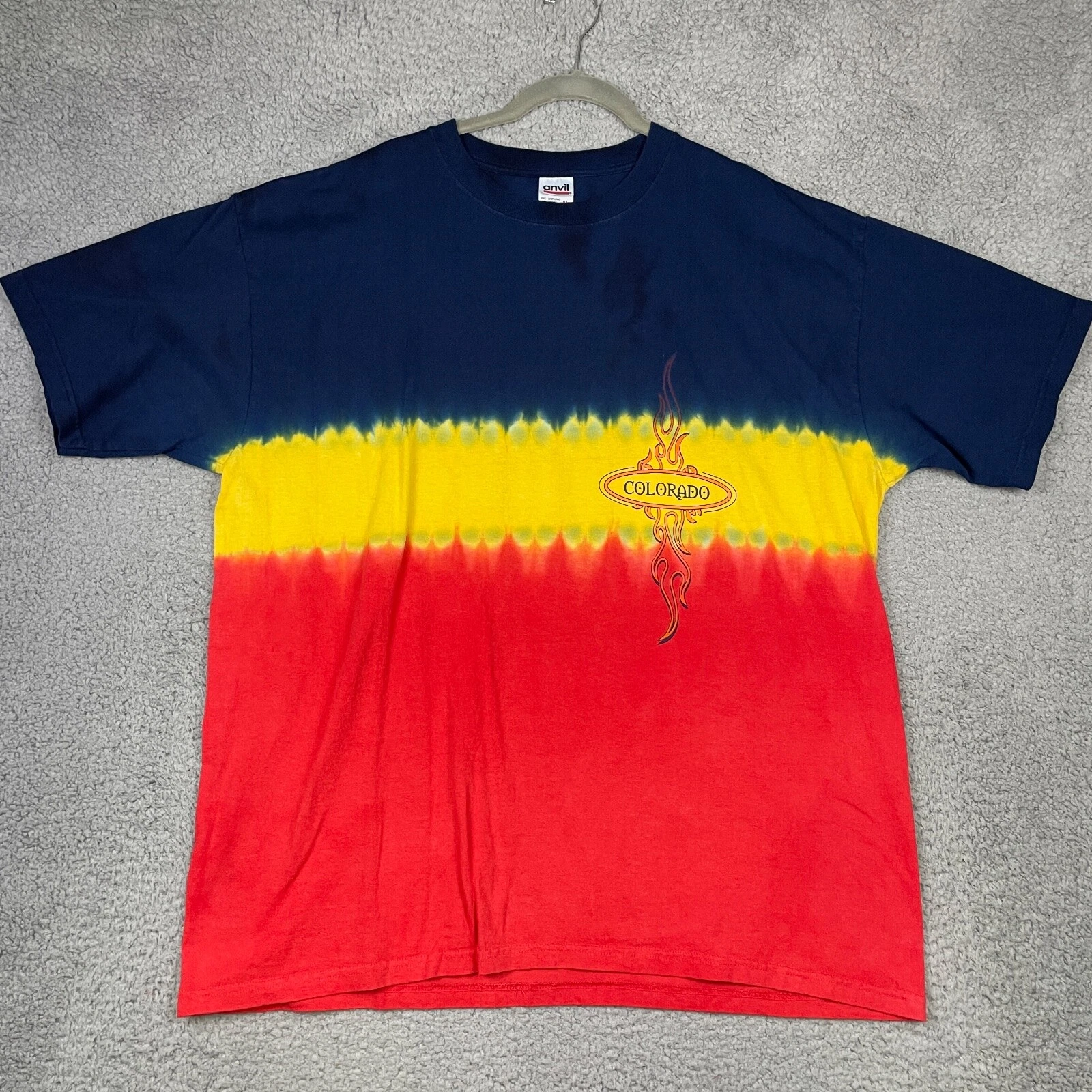 Anvil COLORADO Tie Dye Short Sleeve Crewneck T Shirt Adult Mens Size XL