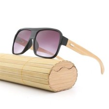 New Polarized Bamboo Legs Sunglasses Mens Women's Driving Glasses Retro Box Case