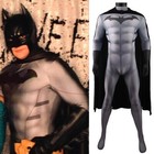 Superhero Batman Gray Print Jumpsuit Cape Adult Kids Halloween Cosplay Costume