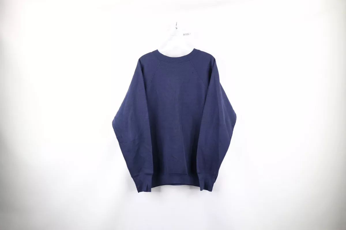 Vintage 90s Dickies Mens XL Faded Blank Heavyweight Crewneck Sweatshirt Navy USA