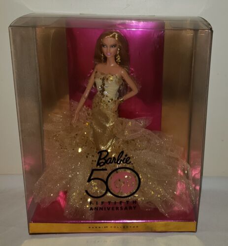 50th Anniversary Barbie Gold Glamour Doll N4981 Mattel Collector Doll NEW  - Picture 1 of 11