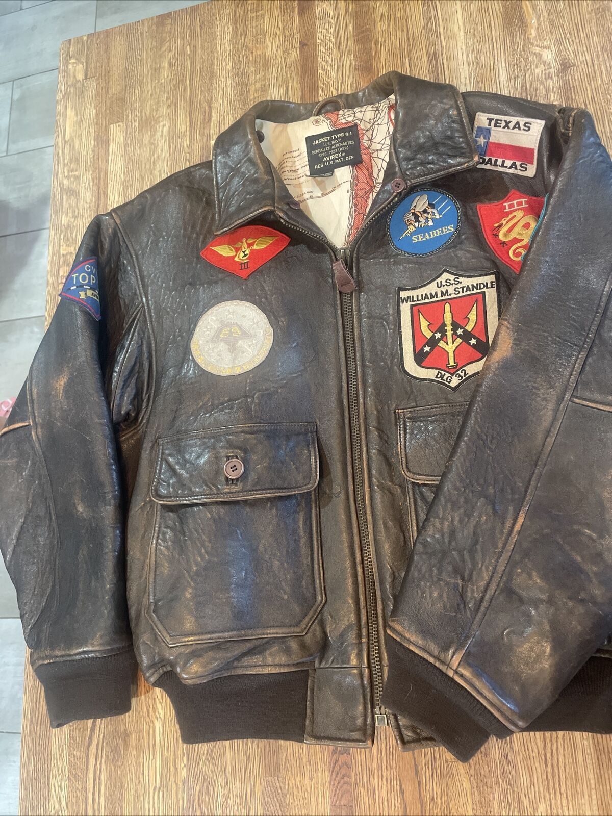 Vintage Avirex G-1 7823 TOPGUN Flight Leather Jacket Large