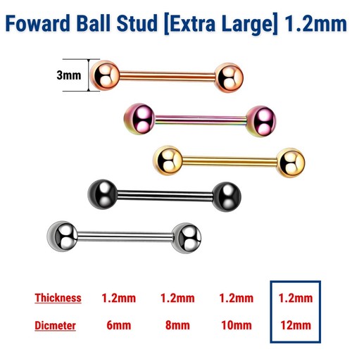 Forward Helix Cartilage Stud Tragus Ear Stud Surgical Steel Bar Ball Daith Lobe - Picture 10 of 10